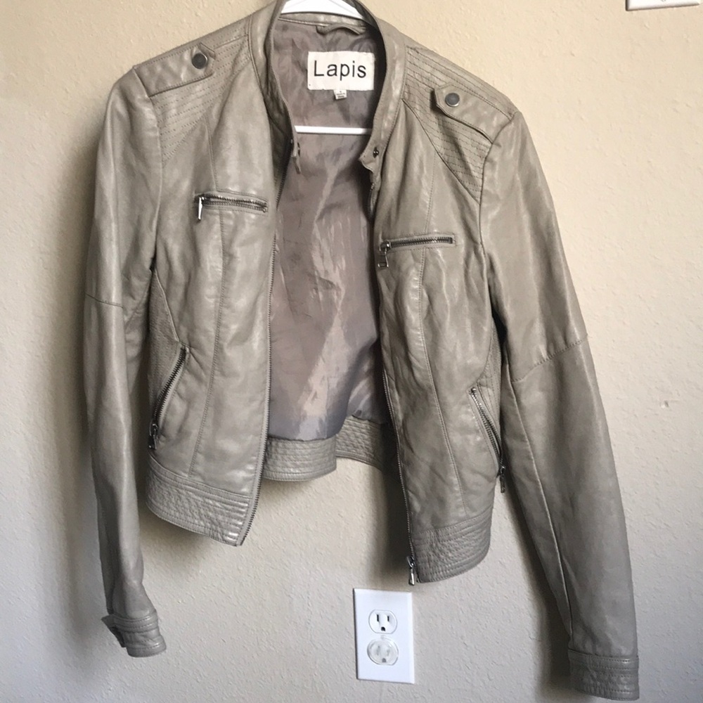 Beige faux leather jacket